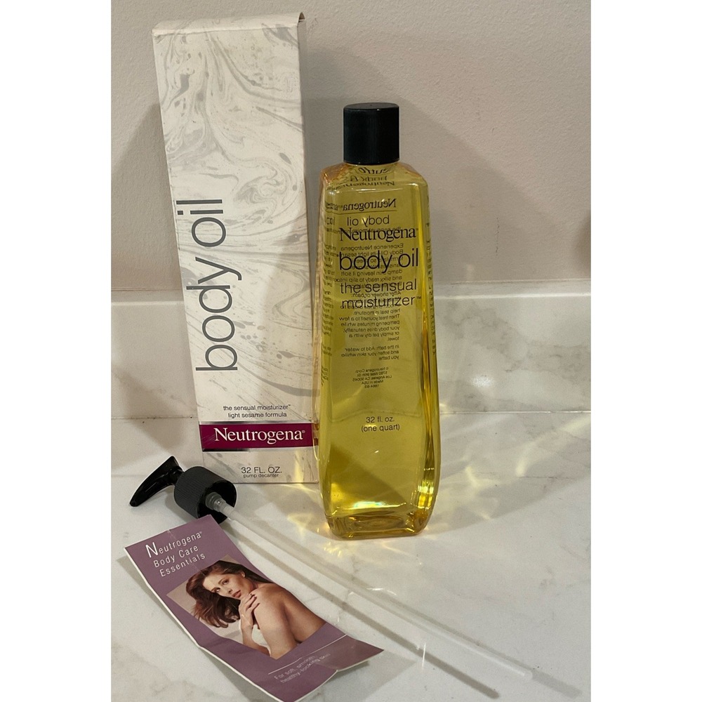 NIB Neutrogena Body Oil Light Sesame Formula 32 FL. OZ Large Bottle w/ pump NOS